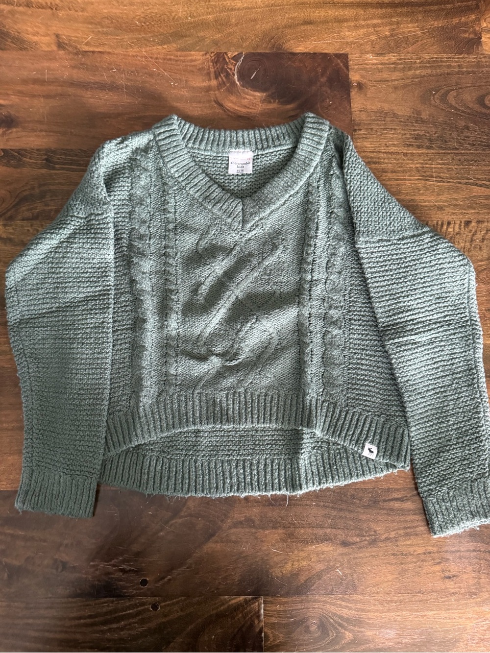 abercrombie kids Cable Knit V-Neck Sweater - Sage